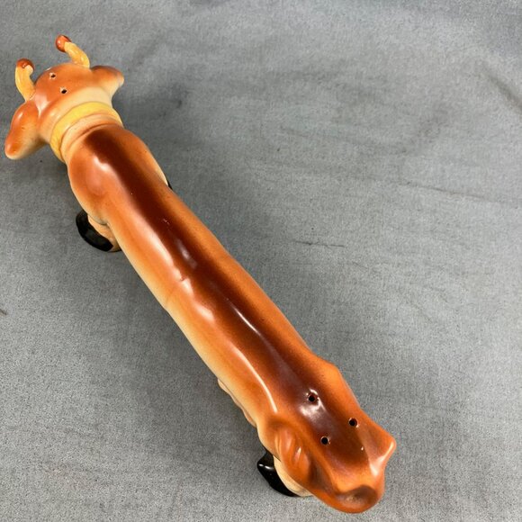Vtg Japan ceramic Salt & Pepper Cow Long boy 10" Double Ends - Picture 2 of 5